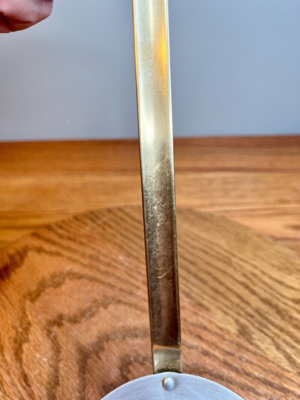 Vintage Copper Skimmer/ Strainer with Long Brass Handle - Picture 7 of 10